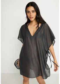 LSCN BY LASCANA Chiffontunika grau Gr. L für Damen. Mit V-Ausschnitt. Figurumspielend