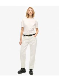 Superdry Damen Jeans aus Bio-baumwolle mit Geradem Bein und Mittelhohem Bund White - Gr&ouml;&szlig;e: 26/32 2123632000275I7L052