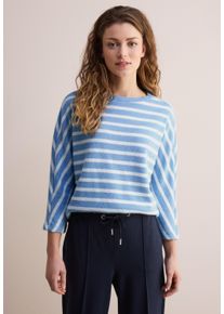 Cecil Damen Langarmshirt, blau, casual, Gr. XL, gestreift, Stoff, 55% Polyamid, 27% Polyester, 16% Viskose, 2% Elasthan, Shirts, mit 3/4 Ärmeln