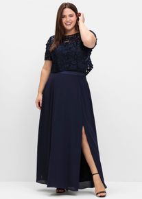 sheego Große Größen Tunikashirt aus floraler Spitze, hinten offen, marine, Größe 56 - Damen