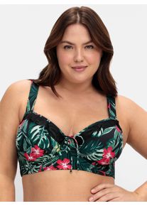 sheego Große Größen Bikini-Oberteil mit Volants, schwarz bedruckt, Größe 46C - Damen