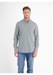 Lerros Herren Karohemd "Lerros Kariertes Herrenhemd mit Button-down-Kragen", blau, Gr. M, 100% Baumwolle, Hemden