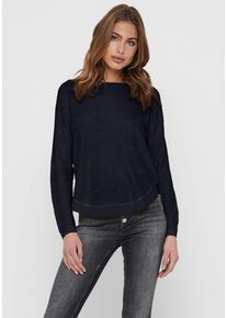 Only Damen Rundhalspullover "ONLCAVIAR L/S PULLOVER KNT", blau, casual, Gr. XS, unifarben, Feinstrick, Obermaterial: 100% Polyacryl, Pullover