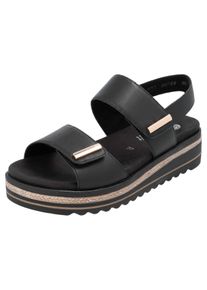 Remonte Damen Keilsandalette, Gr. 39, schwarz, Leder, unifarben, klassisch, Schuhe, Riemchensandale, Bequemschuh mit Schmuckelementen