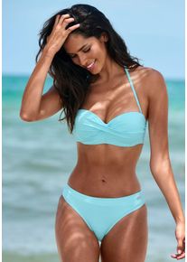 Venice Beach Damen Bügel-Bandeau-Bikini, blau, Gr. 34, unifarben, strukturiert, Polyamid, Bikini-Sets, aus edler Strukturware