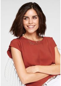 Tamaris Damen Shirtbluse, rot, feminin, Gr. 34, unifarben, Web, Obermaterial: 100% Viskose, Blusen, mit abgerundetem Saum