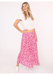 Zwillingsherz Damen Maxirock ""Leo Herzen"", pink, modisch, Gr. L, animal-print, Obermaterial: 100% Viskose, Röcke, mit hohem Tragekomfort