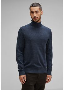 Street One MEN Herren Rollkragenpullover, blau, casual, Gr. L, unifarben, Web, 60% Baumwolle, 40% Polyester, Pullover, in Melange Optik