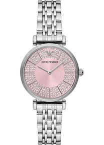 Emporio Armani Damen Quarzuhrsilberfarben, rosa, Armbanduhren, Armbanduhr, Damenuhr, analog, Edelstahlarmband