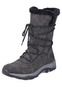 Rieker Damen Winterstiefel, Gr. 36, schwarz, Lederimitat, sportlich, Schuhe, Snowboots, Winterboots mit wasserabweisender RiekerTEX-Membran