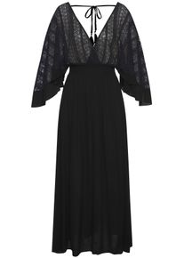 Lascana Damen Maxikleid, schwarz, modisch, Gr. 34, unifarben, Cru00eape, Obermaterial: 100% Viskose. Oberteil: 100% Polyamid. Unterteil: 100%