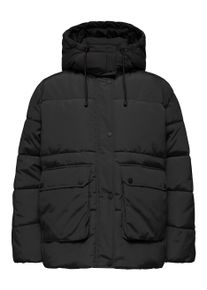 Only Damen Steppjacke "ONLNORA SHORT PUFFER CC OTW", schwarz, modisch, Gr. XS, unifarben, leicht glänzend, Web, Steppware, Obermaterial: 100%