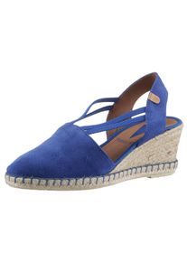 VERBENAS Damen Sandalette "Maika Serraje", Gr. 41, blau, Veloursleder, casual, Schuhe, Sommerschuh, Sandale, Keilabsatz, mit Jutebesatz