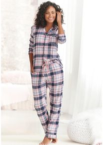 H.I.S. H.I.S Damen Pyjama, Gr. 32, bunt, Flanell, Obermaterial: 100% Baumwolle, gemustert, kariert, mehrfarbig, klassisch, Homewear-Sets, aus Flanell mit