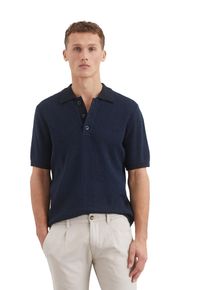 Marc O'Polo MARC O'POLO Herren Kurzarmpullover "aus Bio-Baumwoll-Mix", blau, casual, Gr. XXL, unifarben, Obermaterial: 76% Baumwolle, 24% Polyamid, Pullover
