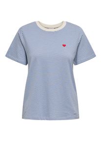 Jacqueline de Yong JDY Damen Kurzarmshirt "JDYPISA S/S PRINT TOP JRS NOOS"ebb and flow detail:cd stripes and bs heart, modisch, Gr. XS, gestreift, Jersey, Obermaterial: