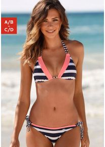 Kangaroos Damen Triangel-Bikini-Top "Anita", blau, Gr. 32, kontrastfarbene Details, gestreift, Microfaser, Polyamid, Bikini-Oberteile, regulierbares
