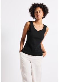 Street One Damen Trägertop, schwarz, casual, Gr. 38, unifarben, Web, 95% Baumwolle, 5% Elasthan, Tops, aus Baumwolle mit Stretchanteil