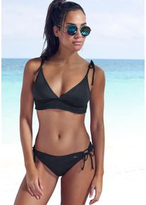 Buffalo Damen Triangel-Bikini, schwarz, Gr. 32, Microfaser, Bikini-Sets, mit gesmoktem Einsatz
