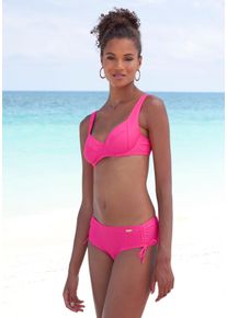 Lascana Damen Bikini-Hose "Lolo", pink, Gr. 36, unifarben, Recycling-Polyamid, Badehosen, in höherer Schnitform