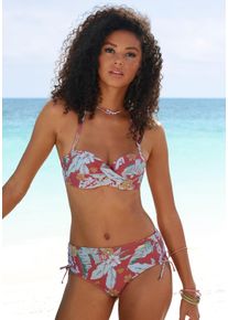 Sunseeker Damen Bikini-Hose "Suva", rot, Gr. 36, floral, Microfaser, Polyamid, Badehosen, höher geschnittene Form