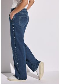 Street One Damen Weite Jeansdunkelblau wash, casual, Gr. 27, unifarben, Jeans, 82% Baumwolle, 15% Polyester, 3% Elasthan, Jeans, im Loose Fit