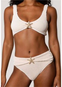 MODA MINX Damen Bikini-Hose "Starfish Scrunch High Waist Bikini Bottom", beige, Gr. XS, unifarben, 97% Polyamid, 3% Elasthan, Badehosen, mit tollem