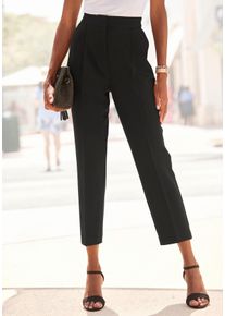 Lascana Damen Bügelfaltenhose, schwarz, modisch, Gr. 36, unifarben, Web, Obermaterial: 92% Polyester, 8% Elasthan, Hosen, in 7/8-Länge, elegante