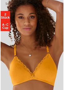 Petite Fleur Damen Bralette-BH, Gr. 80, gelb, Spitze, Obermaterial: 90% Baumwolle, 5% Elasthan, 5% Polyamid, klassisch, BHs, ohne Bügel aus Baumwolle