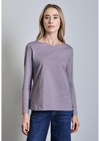Street One Damen Langarmshirt, lila, casual, Gr. 44, unifarben, Web, 100% Baumwolle, Shirts, aus reiner Baumwolle