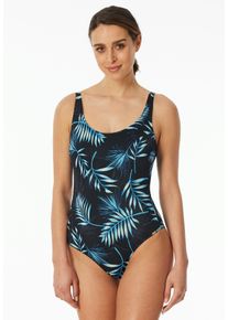 Schiesser Damen Badeanzug "Aqua", bunt, klassisch, Gr. 44, gemustert, Obermaterial: 82% Polyamid, 18% Elasthan, Badeanzüge, mit Palmenblattmuster,