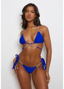 MODA MINX Damen Bikini-Hose "Seychelles", blau, Gr. L, unifarben, 82% Polyamid, 18% Elasthan, Badehosen, mit wunderschönen, kleinen Anhängern