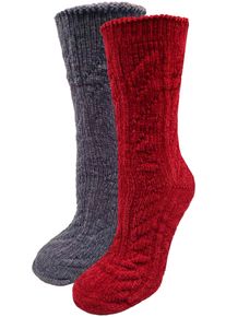 Kuschelsocken Capelli New York, Damen, Gr. 39-42, bunt (blau, dunkelrot), Polyester, Zopfmuster, unifarben, Socken Kuschelsocken, mit Zopfmuster