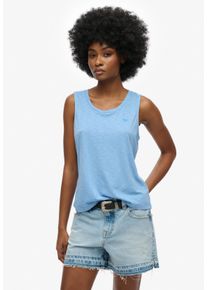 Superdry Damen Tanktop "SCOOP NECK TANK", blau, casual, Gr. XL, unifarben, Jersey, Obermaterial: 60% Baumwolle, 40% Modal, Tops