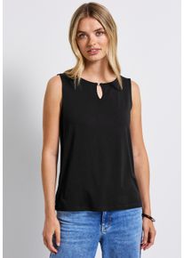 Street One Damen Shirttop, schwarz, casual, Gr. 44, unifarben, Jersey, 95% Viskose, 5% Elasthan, Tops, mit Materialmix