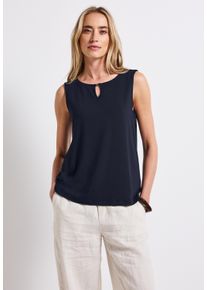 Street One Damen Shirttop, blau, casual, Gr. 42, unifarben, Jersey, 95% Viskose, 5% Elasthan, Tops, mit Materialmix