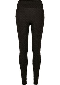 Urban Classics Damen Leggings "Urban Classics Damen Ladies High Waist Honeycomb Leggings", schwarz, Gr. M, unifarben, 95% Polyester, 5% Elasthan,