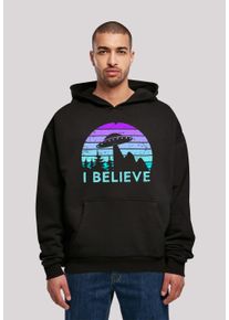 F4NT4STIC Herren Kapuzenpullover "I BELIEVE UFO Alien Raumschiff Retro", schwarz, casual, Gr. L, Obermaterial: 100% Baumwolle, Pullover, Premium