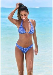 ELBSAND Damen Triangel-Bikini-Top "Letra", blau, Gr. 32, bedruckt, Recycling-Polyamid, Bikini-Oberteile, mit tollem Wording