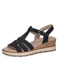 Caprice Damen Keilsandalette, Gr. 36, blau, Nubukleder, casual, Schuhe, Riemchensandale, Bequemschuh, Sommerschuh mit Zierschnalle