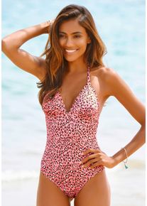 Lascana Damen Badeanzug "Mae", rosa, Gr. 36, bedruckt, Animalprint, Polyamid, Badeanzüge, herausnehmbare Cups, mit Unterbrustgummi, aus Microfaser