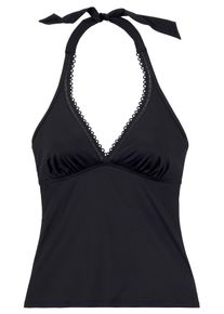 s.Oliver Damen Bügel-Tankini-Top "Aiko", schwarz, Gr. 38, unifarben, Microfaser, Polyamid, Microfaser, Bikini-Oberteile, mit Häkeloptik
