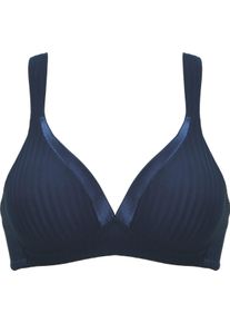 Naturana Damen Schalen-BH, Gr. 95, blau, Satin, Obermaterial: 84% Polyamid, 16% Elasthan, unifarben, feminin, BHs, mit dezentem Satinbesatz