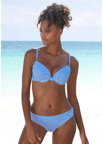 s.Oliver Damen Bügel-Bikini, blau, Gr. 36, gestreift, Recycling-Polyamid, Bikini-Sets, in Knoten-Optik