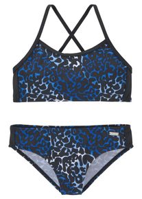 Buffalo Kinder Bustier-Bikini, blau, Gr. 146, bedruckt, Animalprint, Recycling-Polyamid, Bikini-Sets, mit Druck und Uniparts