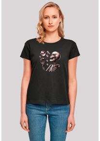F4NT4STIC Damen T-Shirt "Niedliches Goth Skelett Herz Seifenblasen", schwarz, casual, Gr. XXL, Obermaterial: 100% Baumwolle, Shirts, Premium Qualität