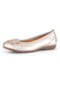 Gabor Damen Ballerina, Gr. 40, gold, Glattleder, metallic, modisch, Schuhe, flache Schuhe, Slipper mit Hovercraft Luftkammern-Laufsohle