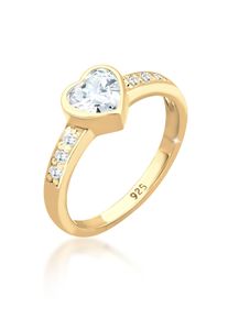 Elli Damen Fingerring "Herz Zirkonia Symbol Verlobung 925 Silber", 58mm,mit Steinen, Silber 925 (Sterlingsilber), 2mm, gold, Silber 925