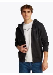 Tommy Jeans Herren Sweatshirt "TJM REG S FLAG ZIP FLEECE THRU", schwarz, casual, Gr. L, Sweatware, Obermaterial: 80% Baumwolle, 20% Polyester,