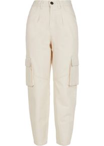 Urban Classics Damen Cargohose "Urban Classics Damen Ladies Ballon Fit Cargo Twill Pants", beige, Gr. 30, unifarben, 100% Baumwolle, Hosen